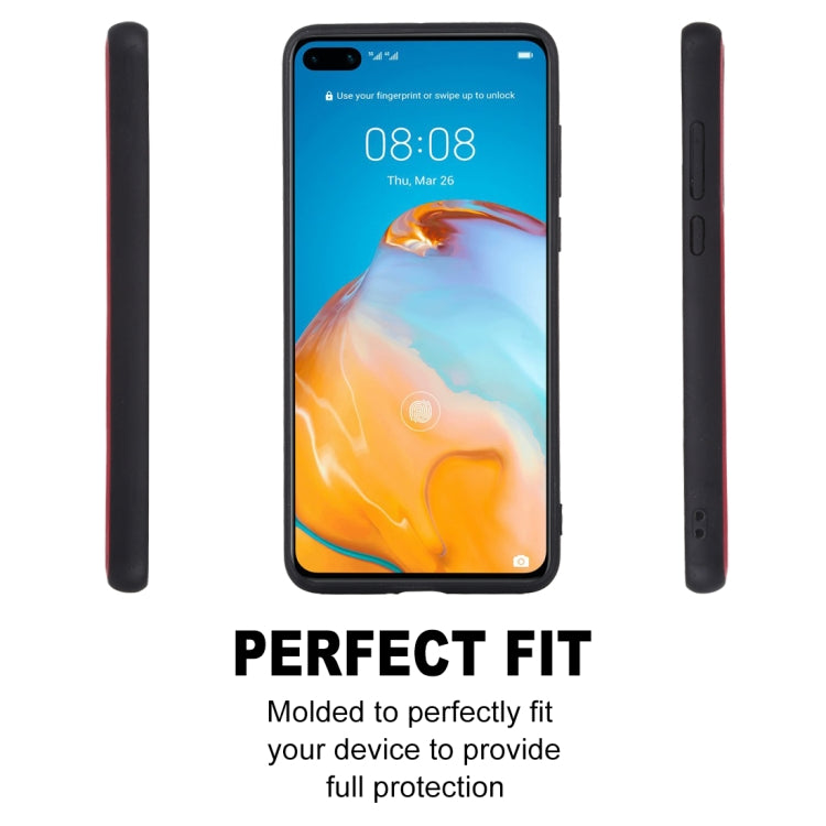 Para Huawei P40 SULADA TPU a prueba de golpes + funda protectora de cuero hecha a mano (rojo)