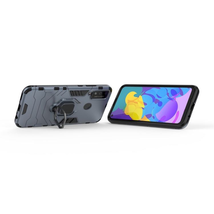 Para Huawei Honor Play 4T PC + TPU Funda protectora a prueba de golpes con soporte para anillo magnético (azul marino)