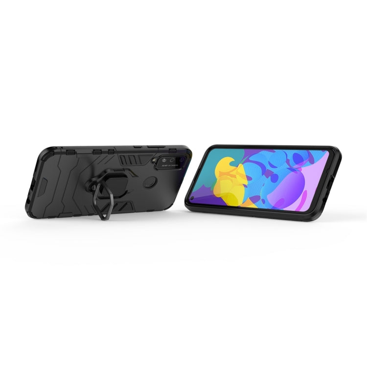 Para Huawei Honor Play 4T PC + TPU Funda protectora a prueba de golpes con soporte de anillo magnético (Negro)