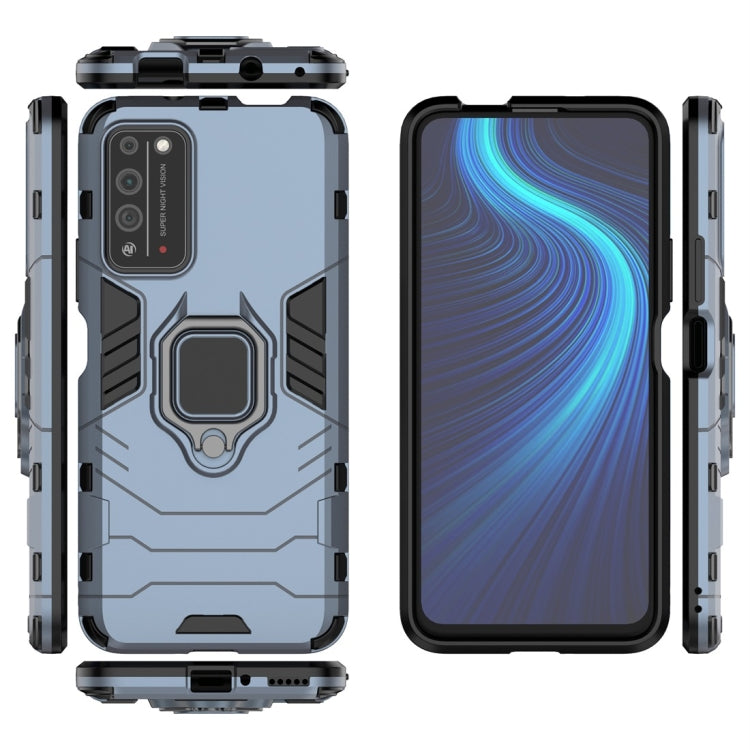 Para Huawei Honor X10 5G PC + TPU Funda protectora a prueba de golpes con soporte para anillo magnético (azul marino)