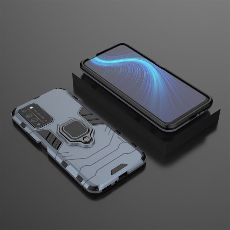 Para Huawei Honor X10 5G PC + TPU Funda protectora a prueba de golpes con soporte para anillo magnético (azul marino)