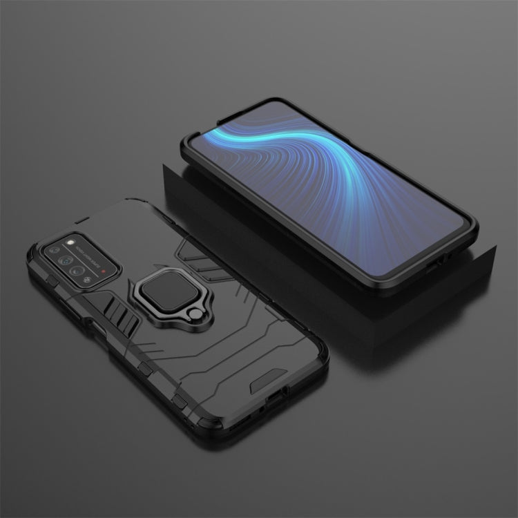 Para Huawei Honor X10 5G PC + TPU Funda protectora a prueba de golpes con soporte de anillo magnético (Negro)