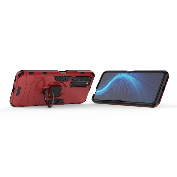 Para Huawei Honor X10 5G PC + TPU Funda protectora a prueba de golpes con soporte de anillo magnético (rojo)