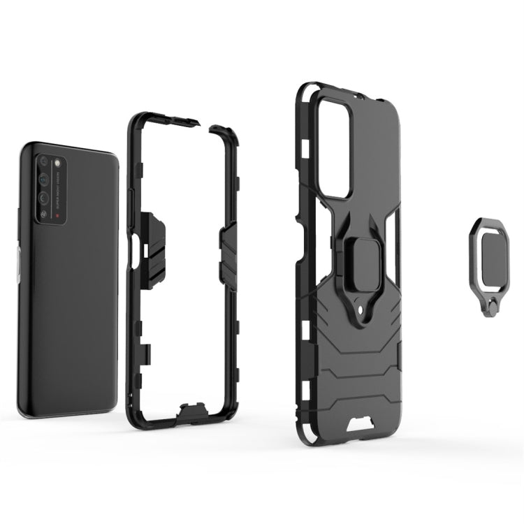 Para Huawei Honor X10 5G PC + TPU Funda protectora a prueba de golpes con soporte de anillo magnético (rojo)