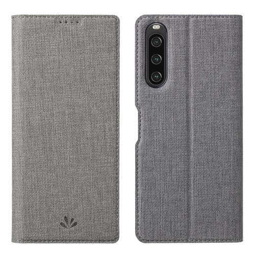 Estuche de Cuero Magnético para Sony Xperia 10 V Vili Dmx Series a Prueba de Golpes (Gris)