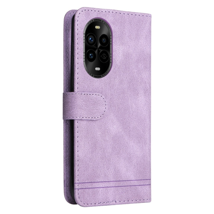 Funda de Cuero con Botones de Metal y Diseño Árbol de la Vida para Huawei Nova 13 Pro (Morado)
