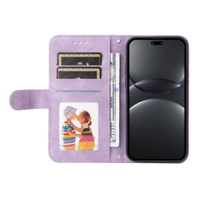 Funda de Cuero con Botones de Metal y Diseño Árbol de la Vida para Huawei Nova 13 Pro (Morado)