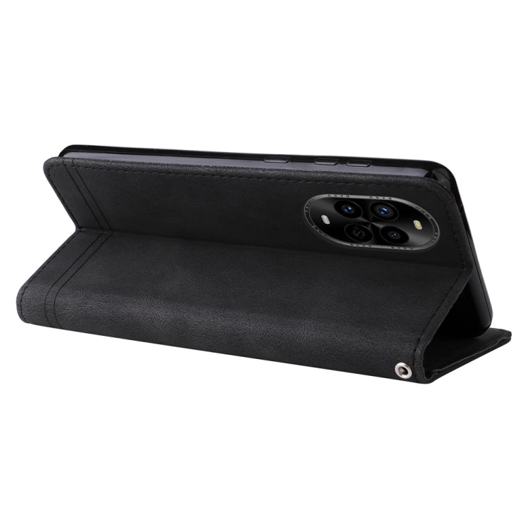 Funda de Cuero con Botones de Metal y Diseño Árbol de la Vida para Huawei Nova 13 Pro (Negro)