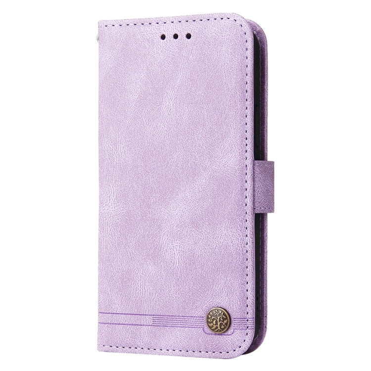 Funda de Cuero Huawei Nova 13/Nova 12 con Botones de Metal y Árbol de la Vida (Morado)