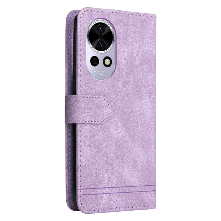 Funda de Cuero Huawei Nova 13/Nova 12 con Botones de Metal y Árbol de la Vida (Morado)