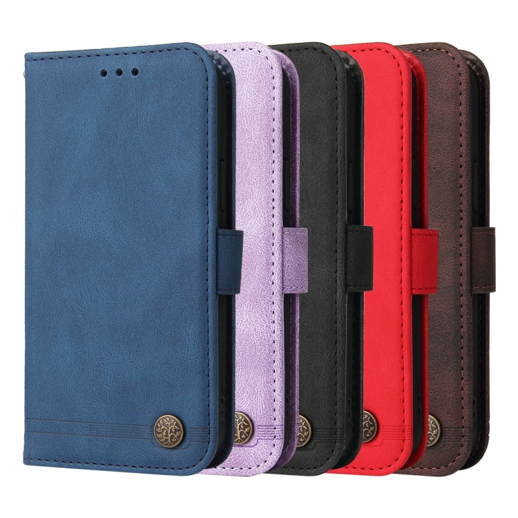 Funda de Cuero con Botones de Metal y Diseño Árbol de la Vida para Huawei Nova 13 Pro (Azul)