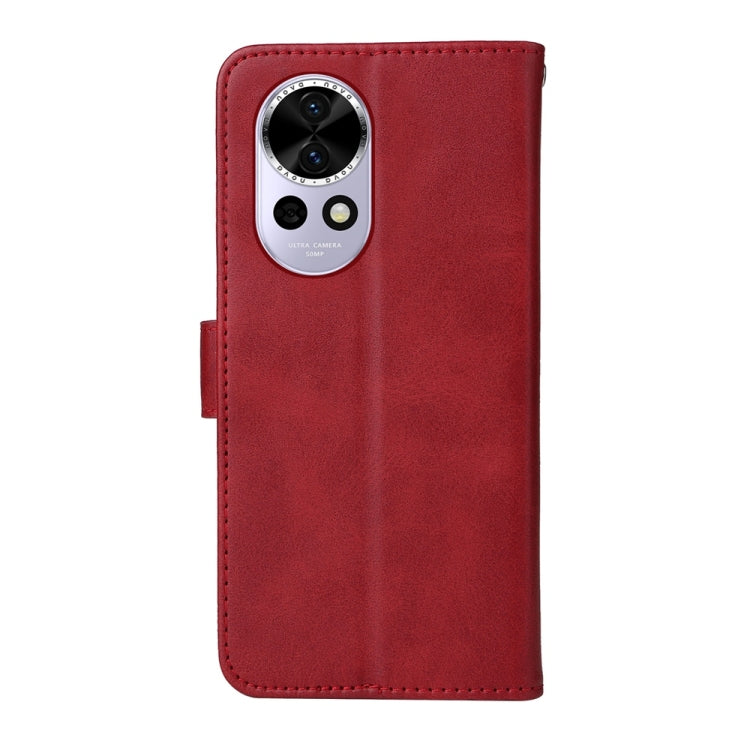 Funda Clásica de Piel con Tapa y Textura de Becerro para Huawei Nova 13 y Nova 12 (Roja)
