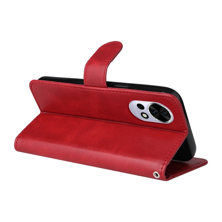 Funda Clásica de Piel con Tapa y Textura de Becerro para Huawei Nova 13 y Nova 12 (Roja)