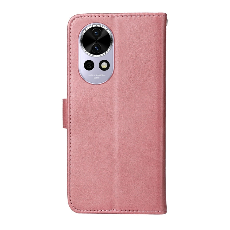 Funda Clásica de Piel con Tapa y Textura de Becerro para Huawei Nova 13/Nova 12 (Oro Rosa)