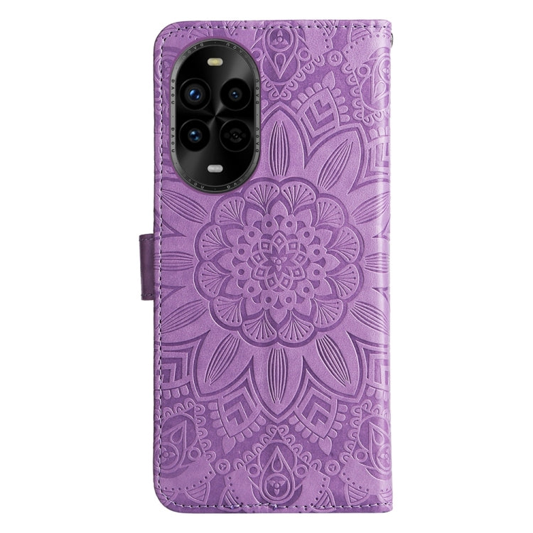 Funda de Piel con Relieve de Girasol para Huawei Nova 13 Pro (Morado)