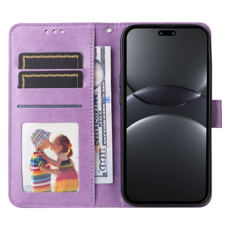 Funda de Piel con Relieve de Girasol para Huawei Nova 13 Pro (Morado)