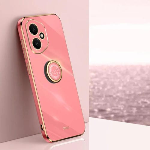 Funda para Honor 400 Global de 156,5 mm con borde recto XINLI, galvanizada 6D de TPU y soporte para anillo (rojo espino)