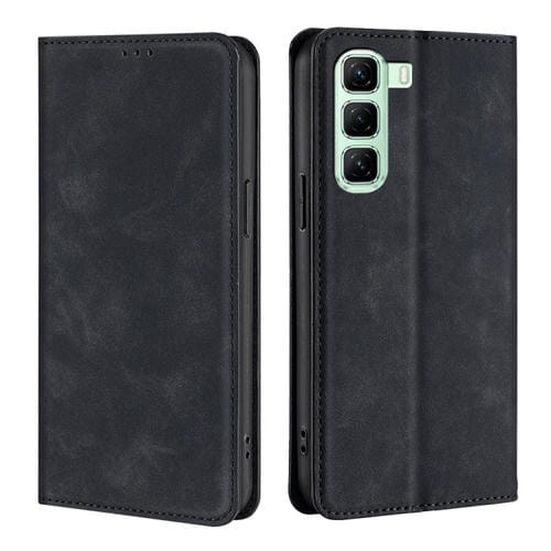 Funda de Cuero Magnética con Tacto de Piel para Teléfono Infinix Hot 50 5G (Negra)