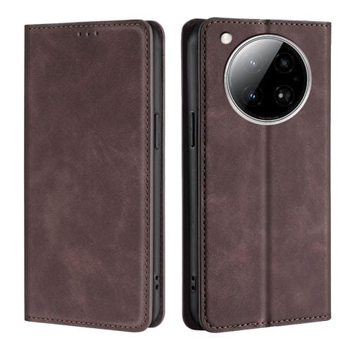 Funda de Cuero Magnética con Tacto de Piel para Infinix Zero 40 4G (Marrón Oscuro)