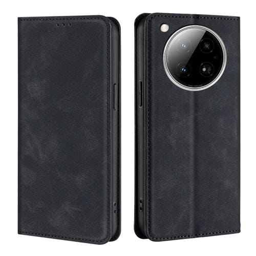 Funda de Cuero Magnética con Tacto de Piel para Infinix Zero 40 4G (Negra)