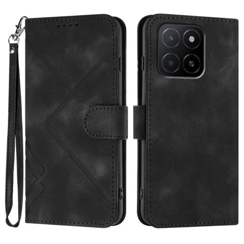 Funda de Cuero Honor X5B y X5B Plus con Diseño de Líneas Globales y Tacto Suave (Negro)