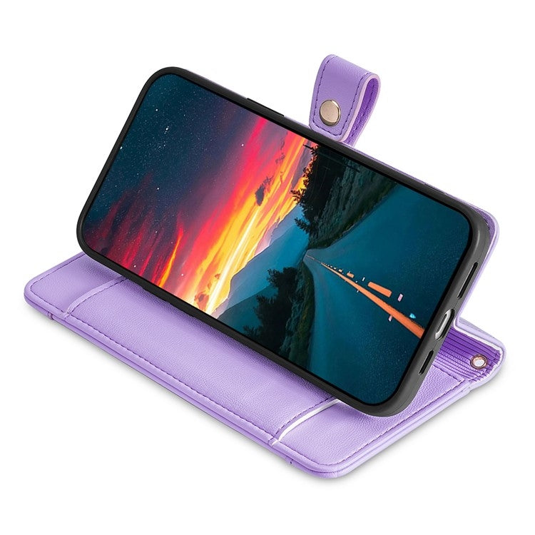 Funda Cuero Tipo Billetera OnePlus Ace 3 Pro 5G con Cremallera y Textura Oveja (Morado)