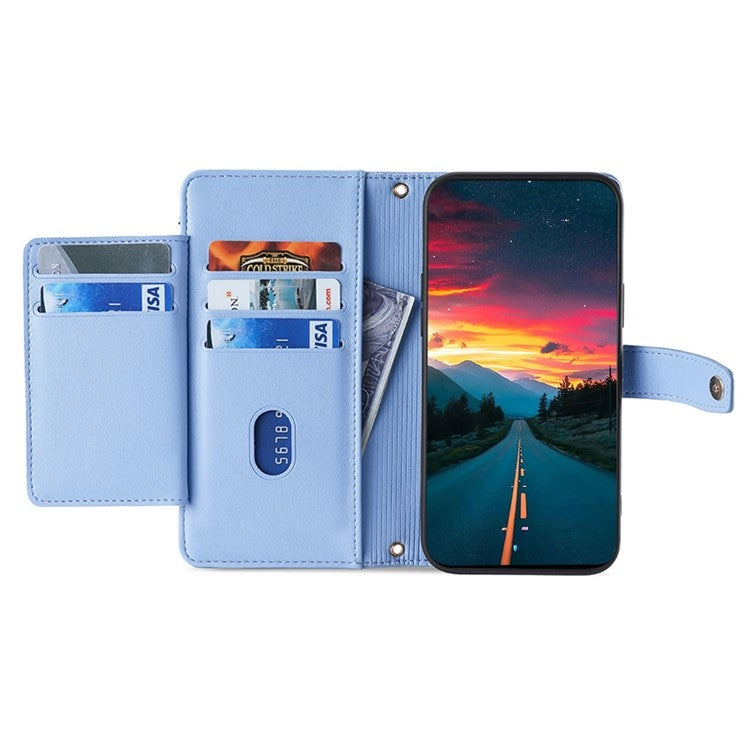Funda de Cuero con Cremallera para OnePlus Nord Ce 4 Lite 5G (Azul)