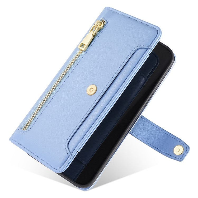 Funda de Cuero con Cremallera para OnePlus Nord Ce 4 Lite 5G (Azul)