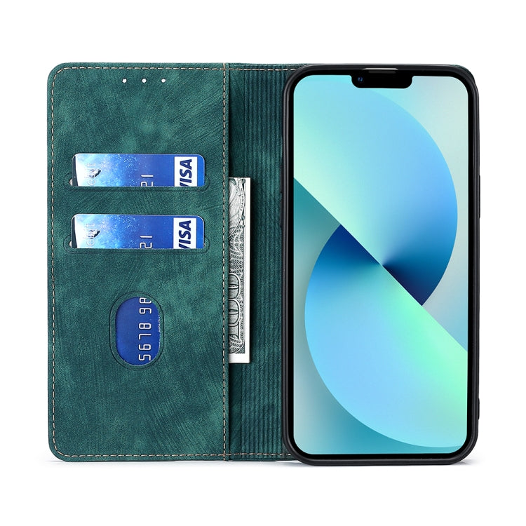 Funda de Cuero Magnética para Huawei Enjoy 60 Pro y Nova 11I con Rfid y Cepillo Antirrobo (Verde)