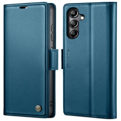Funda para Teléfono Samsung Galaxy A05S Caseme 023 Cuero Antirrobo Textura Litchi Hebilla Mariposa Rfid (Azul)