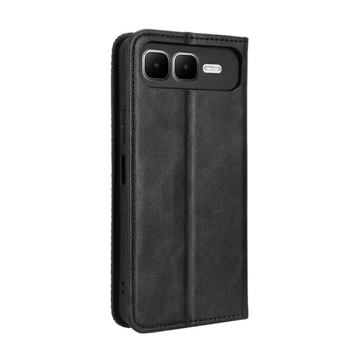 Funda de cuero con textura retro y hebilla magnética para Infinix Smart 10 Plus 4G (negro)