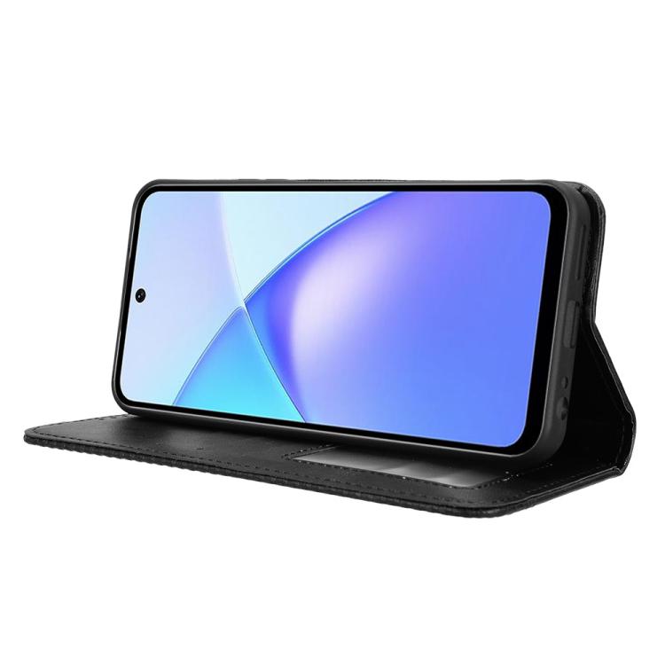 Funda de cuero con textura retro y hebilla magnética para Infinix Smart 10 Plus 4G (negro)