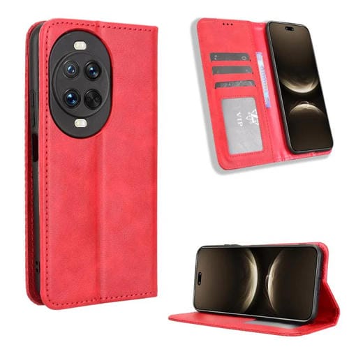 Funda de cuero con textura retro y hebilla magnética para Huawei Nova 14 5G (roja)