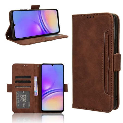 Funda para teléfono Samsung Galaxy A05 4G Skin Feel Becerro con Ranuras para Tarjetas (Marrón)