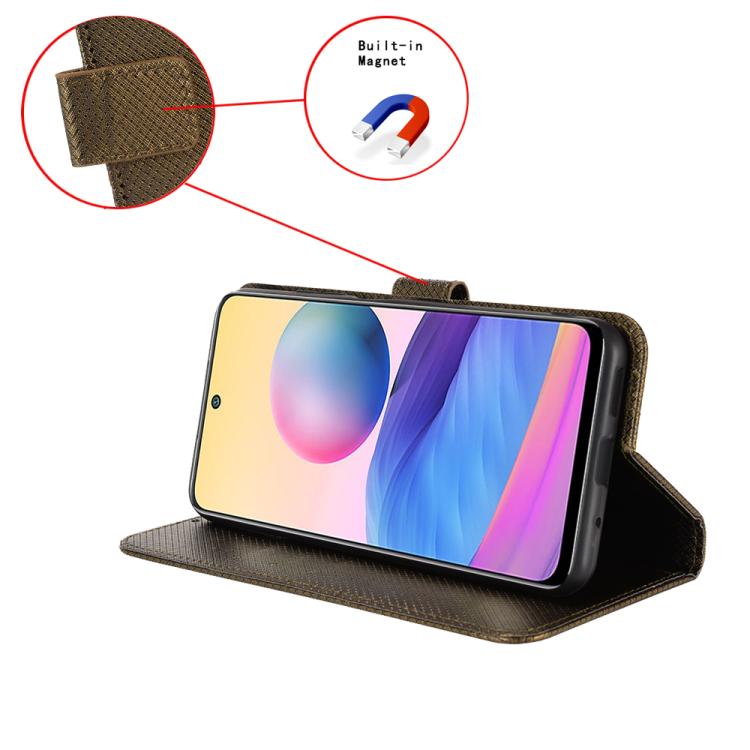 Funda Cuero Textura Diamante para Tecno Pova 6 Neo 5G Spark 30 5G (Marrón)