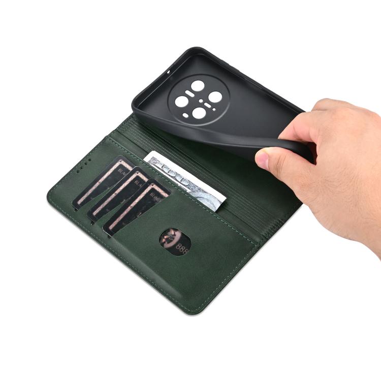 Funda Piel Sintética Azns con Tapa Magnética para Huawei Mate 70 Pro/70 Pro+ (Verde Oscuro)