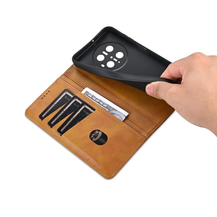 Funda de Piel Sintética con Tapa Magnética Azns para Huawei Mate 70 Pro/70 Pro+ (Marrón Claro)