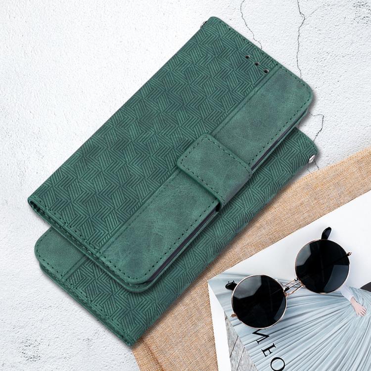 Funda de cuero con relieve geométrico para Infinix Hot 50 Pro+ 4G (verde)