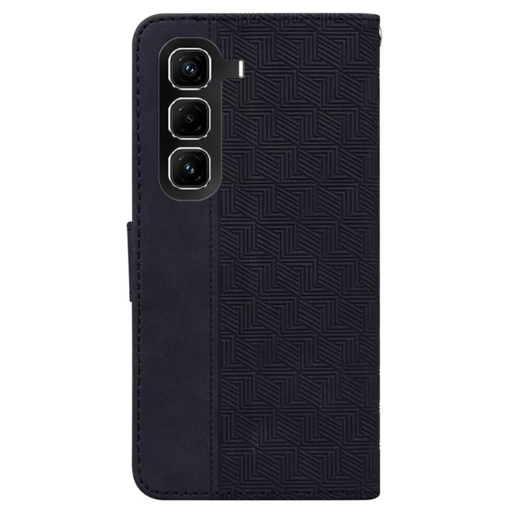 Funda de cuero con relieve geométrico para Infinix Hot 50 Pro+ 4G (negra)