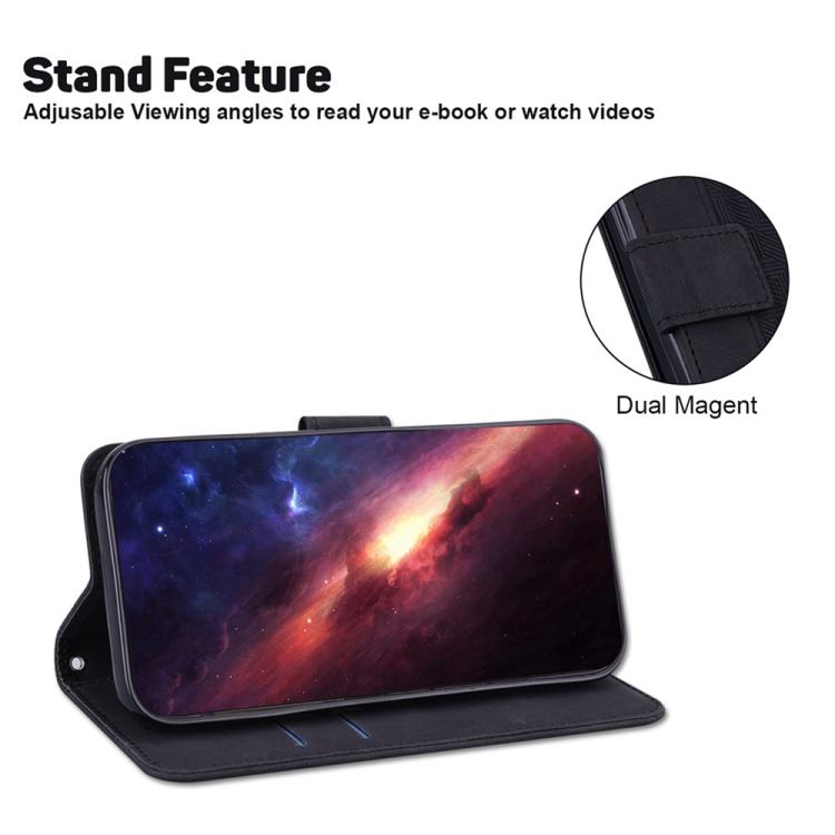 Funda de cuero con relieve geométrico para Infinix Hot 50 Pro+ 4G (negra)