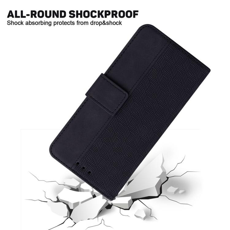 Funda de cuero con relieve geométrico para Infinix Hot 50 Pro+ 4G (negra)