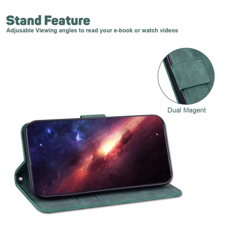 Funda de cuero con relieve geométrico para Infinix Note 50 Pro+ (verde)