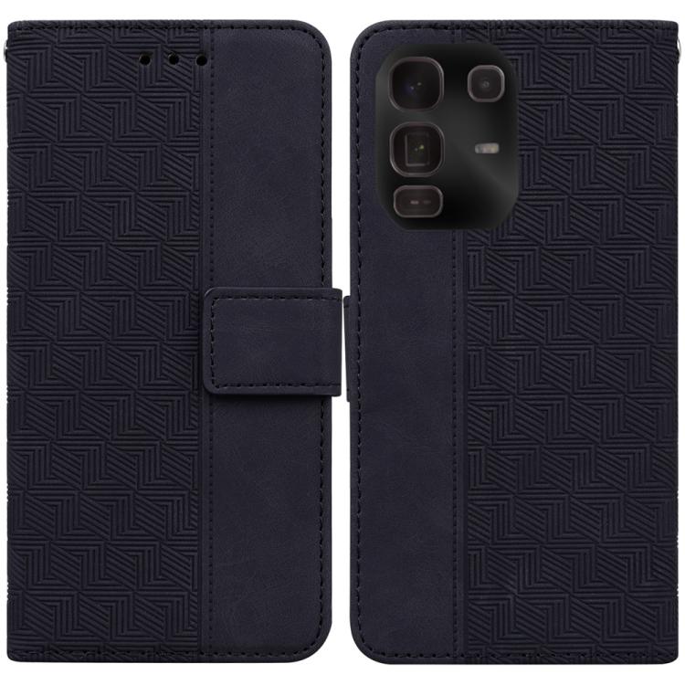 Funda de cuero con relieve geométrico para Infinix Note 50 Pro+ (negra)