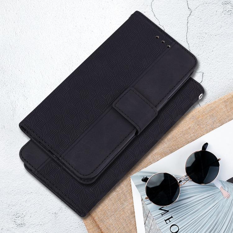 Funda de cuero con relieve geométrico para Infinix Note 50 Pro+ (negra)