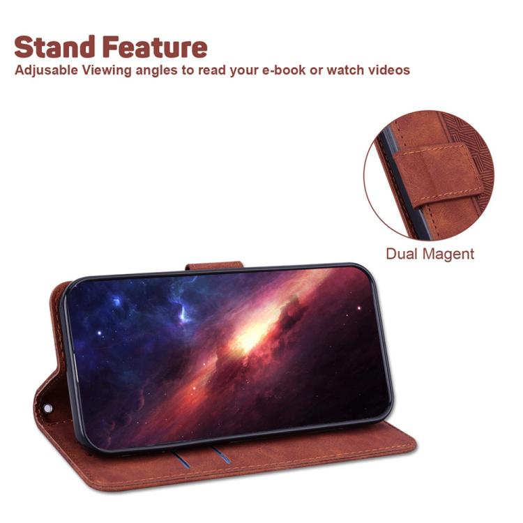 Funda de cuero con relieve geométrico para Infinix Zero 40 4G/5G (marrón)
