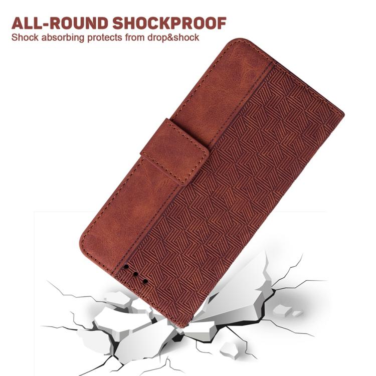 Funda de cuero con relieve geométrico para Infinix Zero 40 4G/5G (marrón)