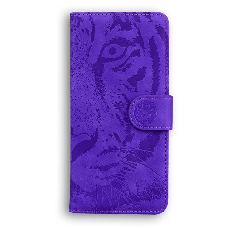 Funda de cuero con tapa y estampado de tigre para Infinix Hot 50 Pro+ 4G (morada)