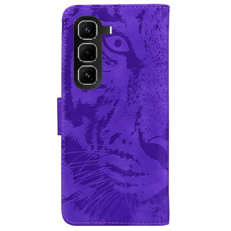 Funda de cuero con tapa y estampado de tigre para Infinix Hot 50 Pro+ 4G (morada)