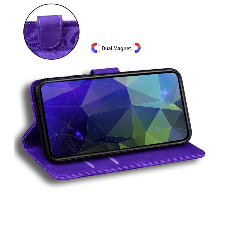 Funda de cuero con tapa y estampado de tigre para Infinix Hot 50 Pro+ 4G (morada)