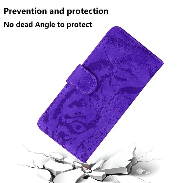 Funda de cuero con tapa y estampado de tigre para Infinix Hot 50 Pro+ 4G (morada)